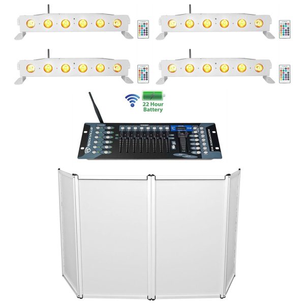 Rockville RFAAW DJ Facade Booth+(4) Wireless DMX Battery Strip Lights+Controller Online Sale