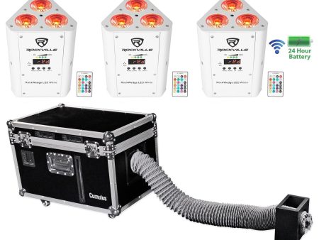 Chauvet DJ CUMULUS Commercial Fog Machine Fogger+Case+(3) White Wireless Lights For Cheap