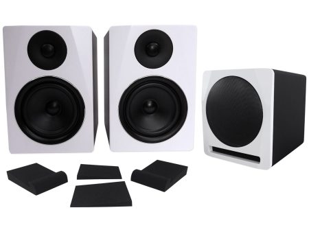 (2) Rockville APM6W 6.5  Powered Studio Monitors+Active 10  Subwoofer+Foam Pads For Discount