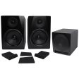 (2) Rockville APM6B 6  Powered Studio Monitors+Active 10  Subwoofer+Foam Pads Cheap