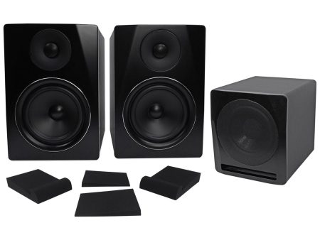 (2) Rockville APM6B 6  Powered Studio Monitors+Active 10  Subwoofer+Foam Pads Cheap