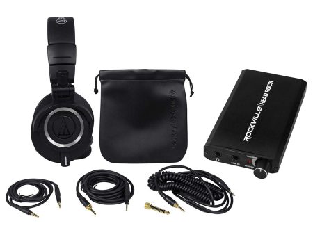 Audio Technica ATH-M50X Studio Headphones+Rechargeable Headphone Amplifier Amp Online Sale