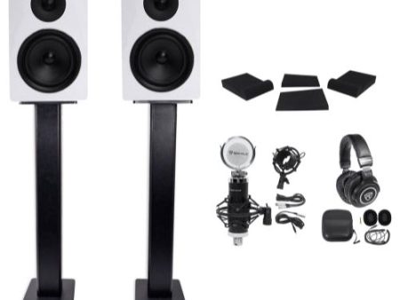 (2) Rockville APM6W 6.5  350w Powered Studio Monitors+Stands+Pads+Headphones+Mic Online