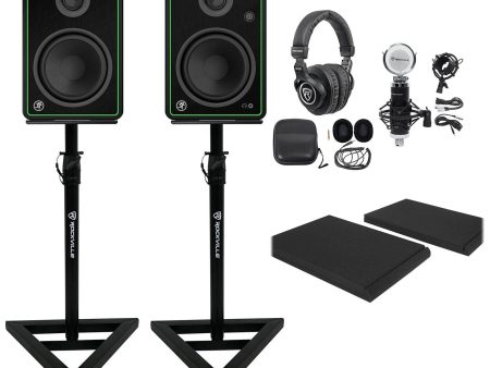 Studio Kit w (2) Mackie CR5-X 5  Studio Monitors+Headphones+Mic+Stands+Pads on Sale