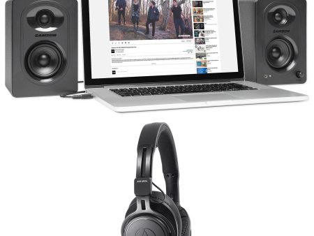 Audio Technica ATH-M60X Monitor Headphones+Pair Samson Studio Monitor Speakers Cheap