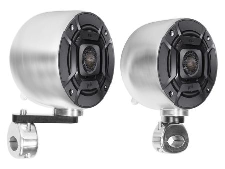 (2) Polk Audio DB402 4  Chrome 270w Marine Tower Handlebar Speakers on Sale