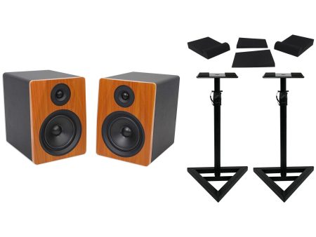 Pair Rockville APM6C 6.5  2-Way 350 Watt Powered USB Studio Monitors+Stands+Pads Fashion