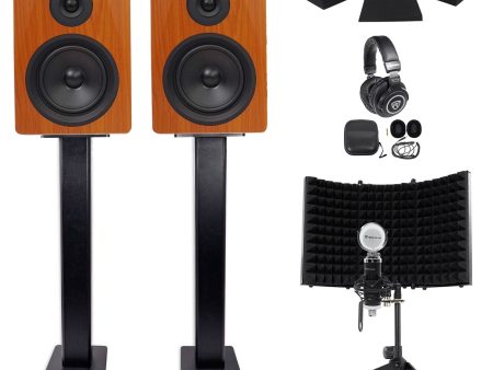 (2) APM6C 6.5  350w Studio Monitors+36  Stands+Pads+Headphones+Mic+Shield Hot on Sale