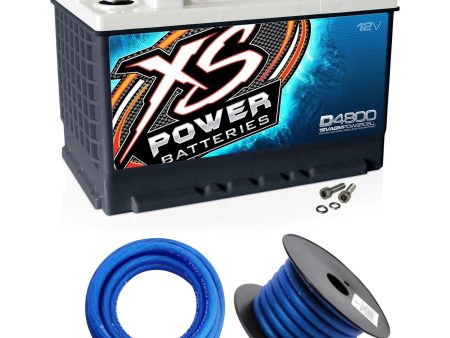 XS Power D4800 3000 Amp 12V Group 48 Car Audio Sealed Battery+Power Ground Wires For Sale