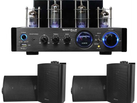 Rockville BluTube LED Tube Amplifier Home Theater Bluetooth Receiver+4) Speakers For Discount