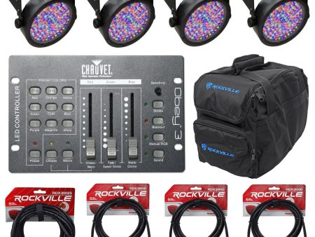 4) Chauvet SLIMPAR56 Slim Par Can 56 LED Lights+Obey 3 DMX Controller+Bag+Cables Fashion