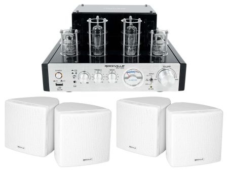 Rockville BluTube Tube Amplifier Home Theater Receiver+(4) White 3.5  Speakers Cheap