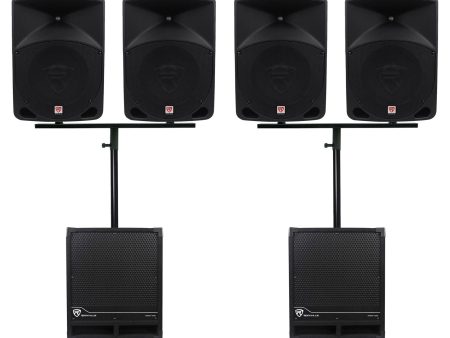 (4) Rockville RPG10 10  Active DJ PA Speakers+Mounts+(2) 12  Powered Subwoofers Cheap