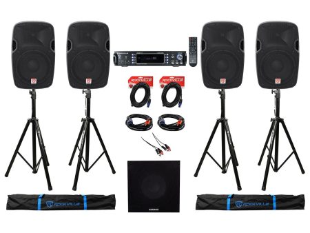 Man Cave Audio System w 4) 12” 12000w Speakers+2-Ch. Bluetooth Amplifier+10  Sub Online Sale