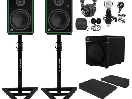 Studio Kit w (2) Mackie CR5-X 5  Studio Monitors+8  Sub+Headphones+Mic+Stands For Cheap