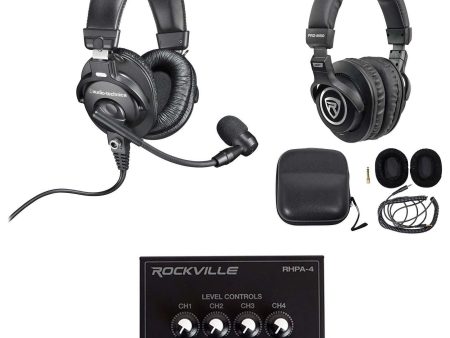 Audio Technica BPHS1 Over-Ear Broadcast Headphones+Studio Headphones+4-Way Amp on Sale