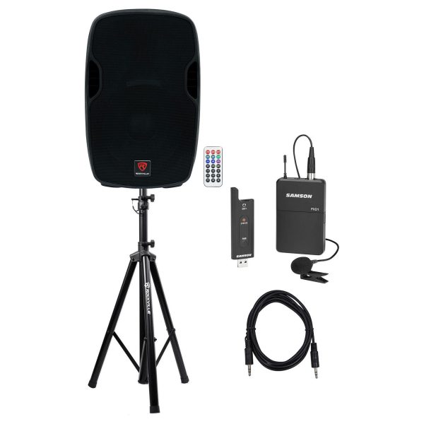 Rockville 15  Church School Audio Visual Speaker Sound System w  Lavalier Mic Online Hot Sale