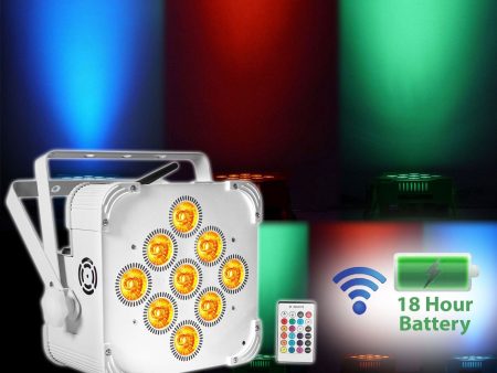 Rockville RGBWA+UV Battery Powered Wireless DMX White Wash Light DJ Up Lighting Supply