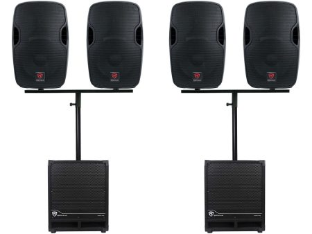 Rockville DJ Package w (4) 12  Active Speakers+Mounts+(2) 12  Powered Subwoofers Online