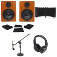 (2) Rockville 5.25  250w Powered Studio Monitors+Mic+Headphones+Stand+Shield+Pads Hot on Sale