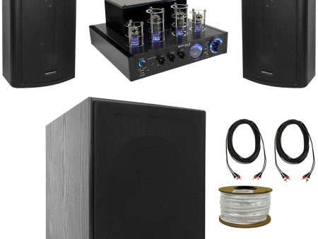 Rockville BluTube LED Tube Amplifier Home Theater Bluetooth Stereo+Speakers+Sub For Discount