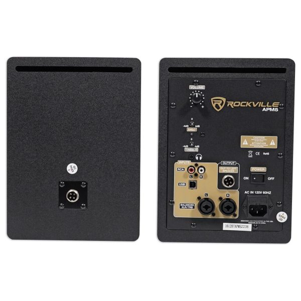 (2) Rockville APM5W 5.25  250W Powered USB Studio Monitor Speakers+Wall Brackets Online