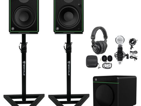 Studio Bundle (2) Mackie CR8-XBT 8  Studio Monitors+8  Sub+Headphones+Mic+Stands on Sale