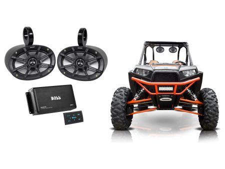 (2) Kicker 6x9  Tower Speakers+4-Ch. Bluetooth Amplifier For Polairs RZR ATV UTV Hot on Sale