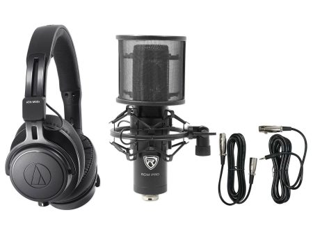 Audio Technica ATH-M60X Monitor Headphones+Professional Condenser Mic+Pop Filter Cheap