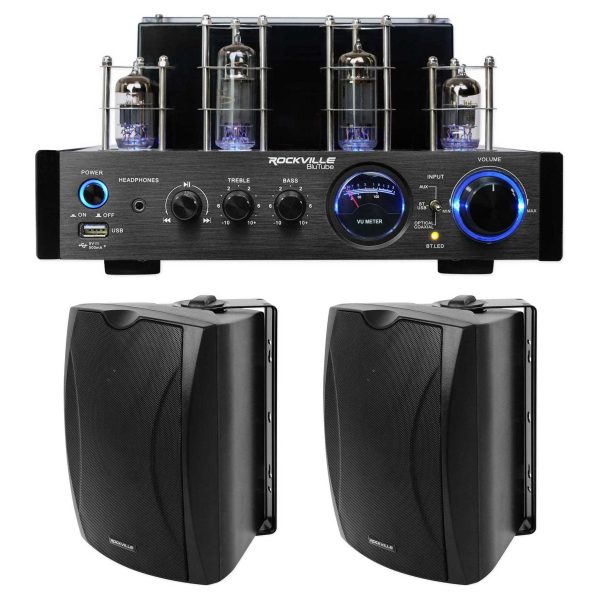 Rockville BluTube LED Tube Amplifier Home Bluetooth Receiver+(2) 6.5  Speakers Discount