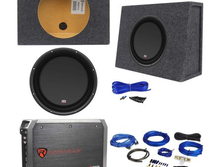 MTX 3512-04S 12  600w Shallow Subwoofer+Sealed Sub Box Enclosure+Amplifier+Wires For Discount