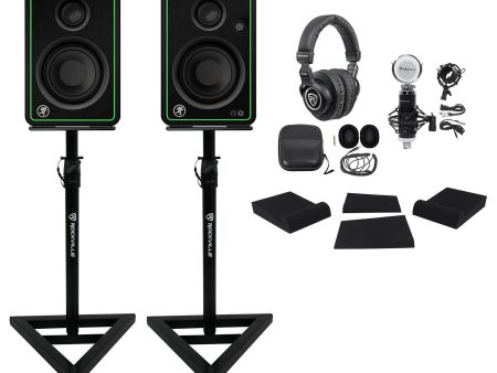 Studio Bundle w (2) Mackie CR3-XBT 3  Studio Monitors+Headphones+Mic+Stands+Pads Cheap