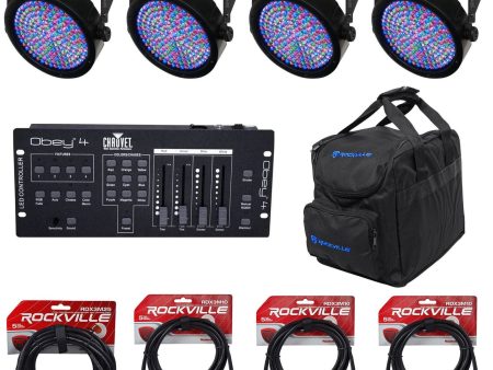 4 Chauvet SlimPAR 64 RGBA LED Wash Lights+Obey4 Controller+Lighting Bag+4 Cables Fashion