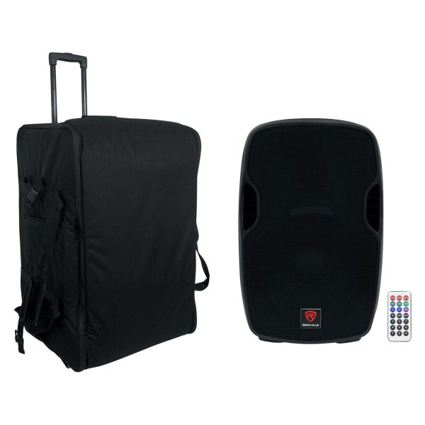 Rockville BPA15 15  Powered 800w DJ PA Speaker w Bluetooth+Rolling Travel Bag on Sale