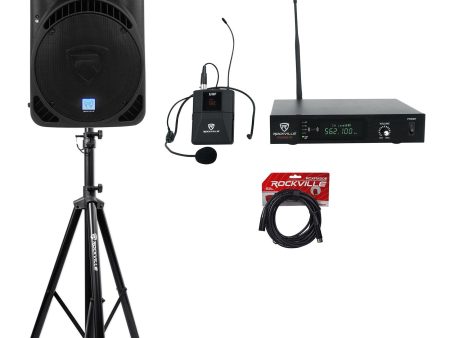 Rockville RPG15BT 15  Active 1000w DJ PA Speaker w Bluetooth+Stand+Headset+Cable Cheap