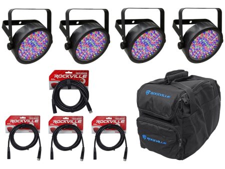 4) Chauvet SLIMPAR56 Slim Par Can 56 LED Lights w  DMX Controls+Gear Bag+Cables Hot on Sale