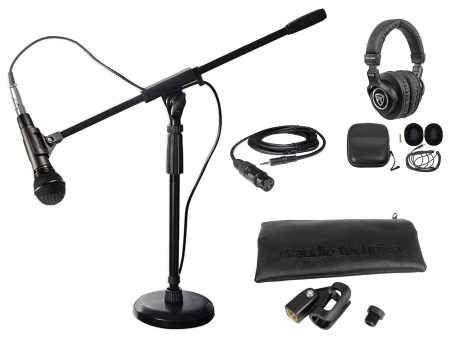 Audio Technica ATM510 PC Podcasting Podcast Microphone+Boom Stand+Headphones Fashion