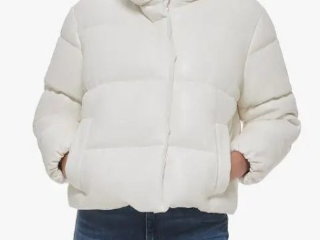 Calvin Klein Short Faux-Leather Puffy Jacket Discount