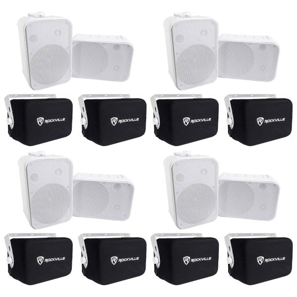 8 Rockville 6.5  500w Outdoor Speakers+Waterproof Covers For Restaurant Bar Cafe Sale