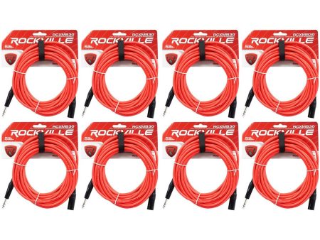 8 Rockville RCXMB30-R Red 30  Male REAN XLR to 1 4   TRS Balanced Cables Online now