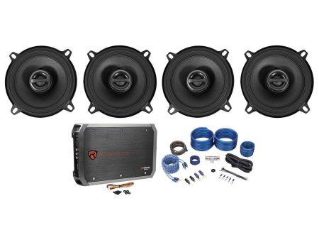 (4) ALPINE S-S50 170w 5.25  5 1 4  Car Speakers+4-Channel Amplifier+Wire Kit Cheap