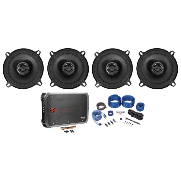 (4) ALPINE S-S50 170w 5.25  5 1 4  Car Speakers+4-Channel Amplifier+Wire Kit Cheap