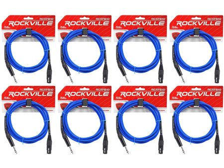 8 Rockville RCXFB10Bl Blue 10  Female REAN XLR to 1 4   TRS Balanced Cables OFC Online Sale