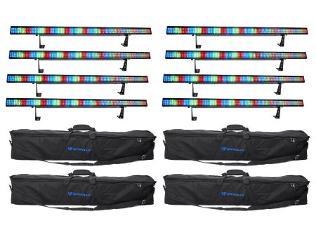 8) Chauvet COLORSTRIP 4 Ch. DMX Multi-Color DJ Light Bar Color Strips+Carry Case Discount