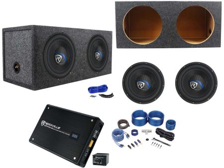 2) Rockville K5 W12K5S2 12  1400w Subwoofers+Sealed Sub Box+Mono Amplifier+Wires Cheap