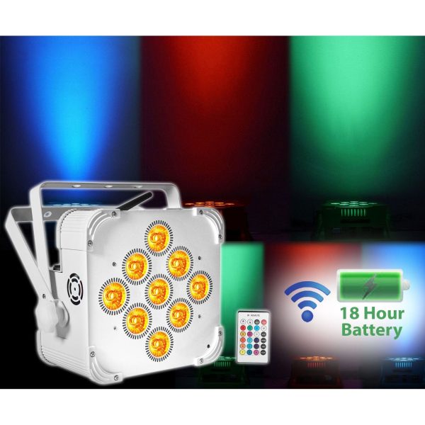 12 Rockville BEST PAR 60 White Rechargeable Wash Up-Lights Wireless DMX+RGBWA+UV Online Sale