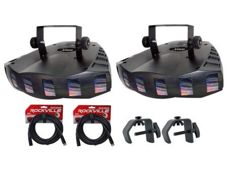 2 Chauvet DJ DERBY X DMX-512 Multi Colored Derby Club Light Effect+Cables+Clamps For Sale