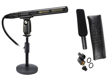 Audio Technica AT875R Short Shotgun Condenser Microphone w  Line+Mic Stand Online now