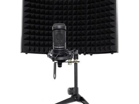 Audio Technica AT2050 Studio Condenser Recording Microphone Mic+Isolation Shield Supply