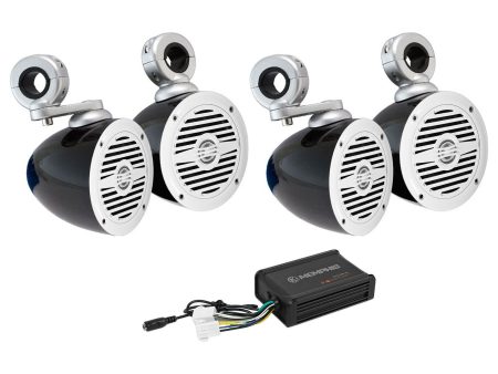 (4) Rockville MS40W 4  Wakeboard Speakers+Memphis Amplifier For ATV UTV Cart Supply